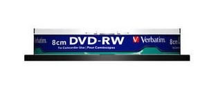 VERBATIM Mini-DVD-Rohlinge RW bedruckbar/inkjet printable weiss - Mini DVD-RW 8cm - 10 St�ck (DVD-Rohlinge 8 cm Mini)